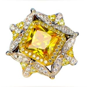 Silver-plated Imitation Yellow Topaz Ring